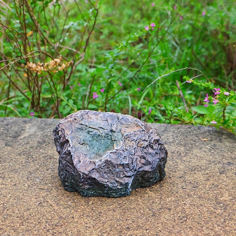 Кутия за ключове с тайно пространство за съхранение за градина на открито – смолна изработка, каменно-подобен дизайн, китайски стил