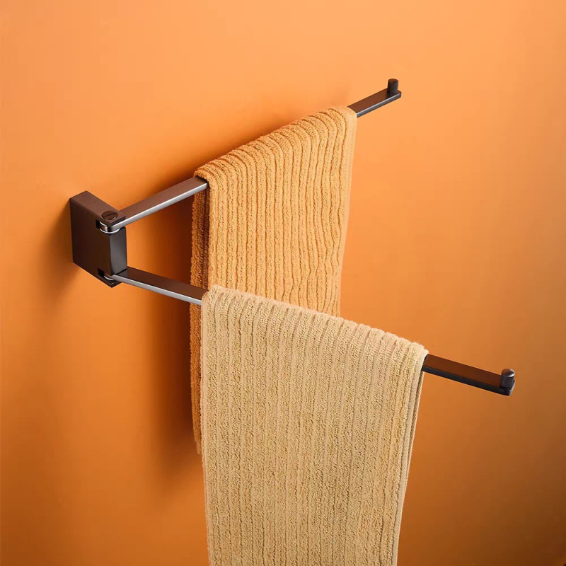 Forgatható kétszintes törölközőtartó réz-krómozott bevonattal – furatos szerelés, teherbírás 20 kg