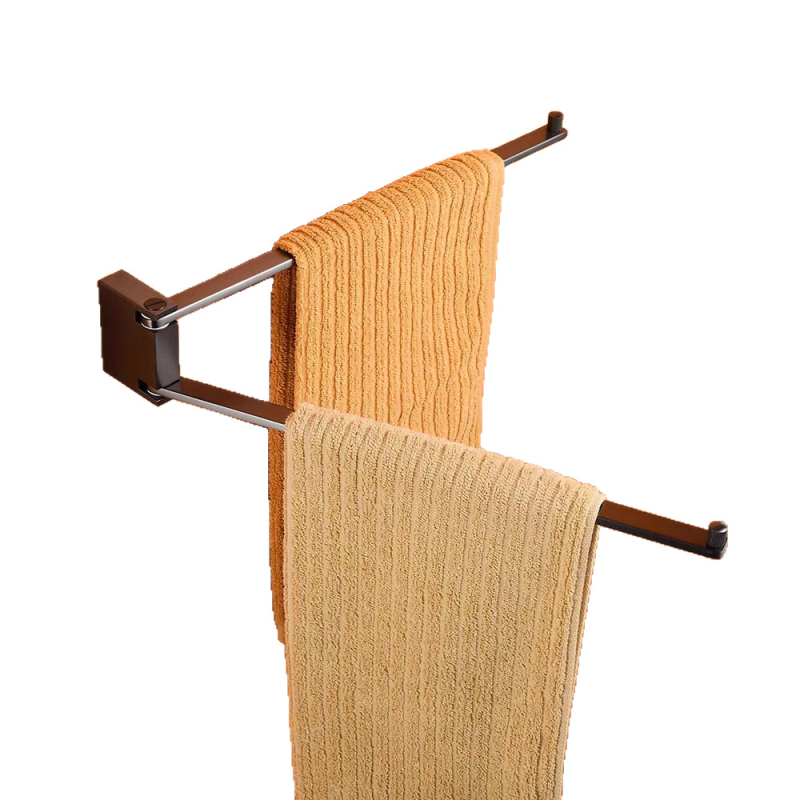 Forgatható kétszintes törölközőtartó réz-krómozott bevonattal – furatos szerelés, teherbírás 20 kg