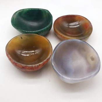 Keyue Természetes agatából készült tál — kőcsiszolt Cornucopia hamutartó otthoni dekorációhoz, kristály