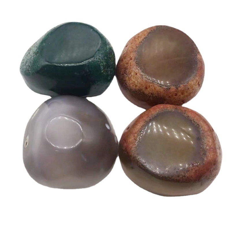 Keyue Természetes agatából készült tál — kőcsiszolt Cornucopia hamutartó otthoni dekorációhoz, kristály