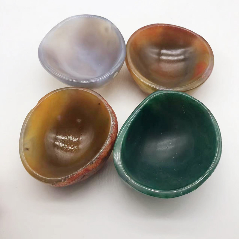 Keyue Természetes agatából készült tál — kőcsiszolt Cornucopia hamutartó otthoni dekorációhoz, kristály