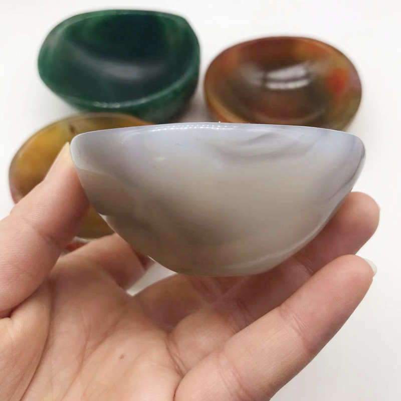 Keyue Természetes agatából készült tál — kőcsiszolt Cornucopia hamutartó otthoni dekorációhoz, kristály