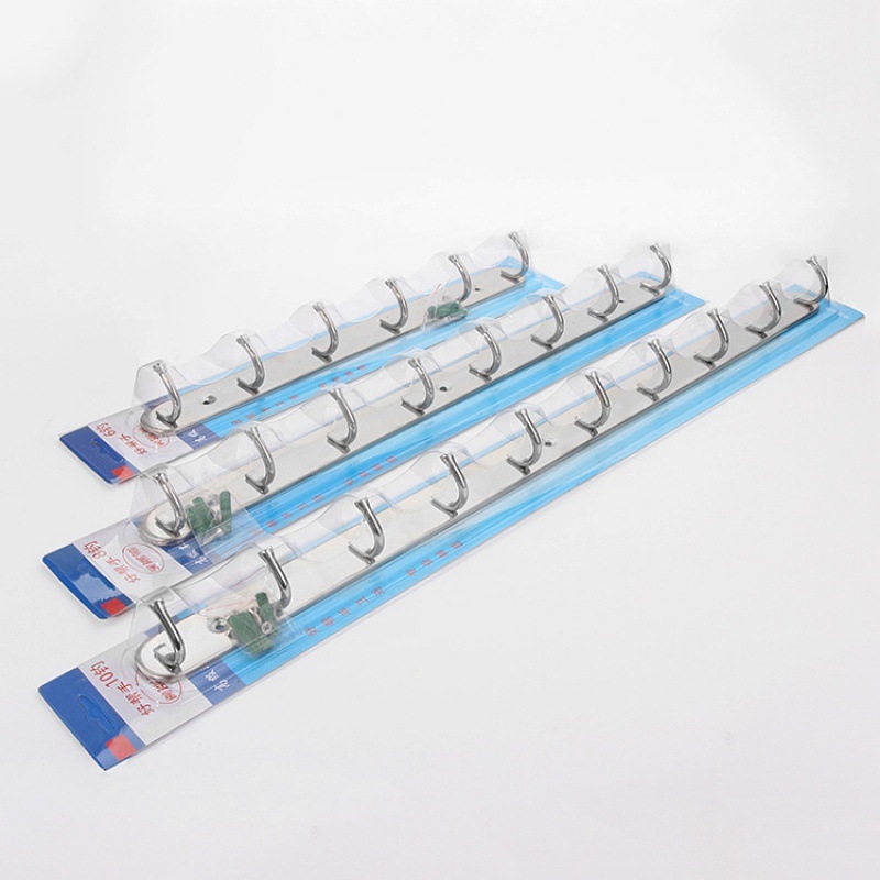 Закачалка за баня, монтирана на стена, от неръждаема стомана, комплект с 8 закачалки, модерен дизайн с множество редове, товар 10–15 кг