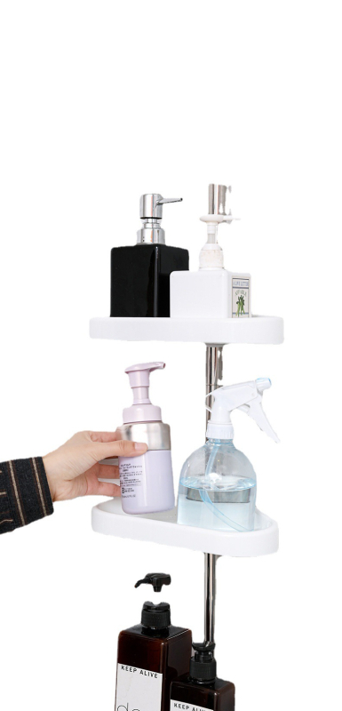 Fúrás nélküli, többfunkciós sarokpolc fürdőszobához, rozsdamentes acél, 4 szint, modell ADS-190, Adderson, teherbírás 20 kg