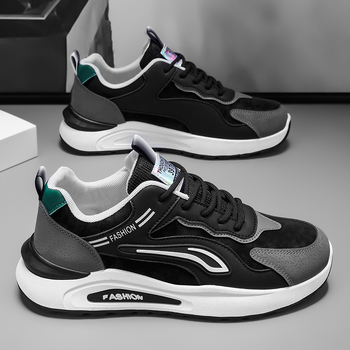 Pantofi bărbătești dad shoes – respiranți, anti-derapare, durabili; partea superioară din piele artificială, căptușeală din plasă, talpă PVC, talpă turnată prin injecție, închidere cu șireturi