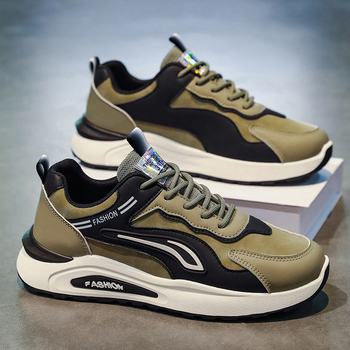 Pantofi bărbătești dad shoes – respiranți, anti-derapare, durabili; partea superioară din piele artificială, căptușeală din plasă, talpă PVC, talpă turnată prin injecție, închidere cu șireturi