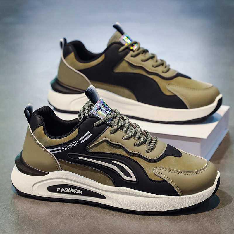 Pantofi bărbătești dad shoes – respiranți, anti-derapare, durabili; partea superioară din piele artificială, căptușeală din plasă, talpă PVC, talpă turnată prin injecție, închidere cu șireturi