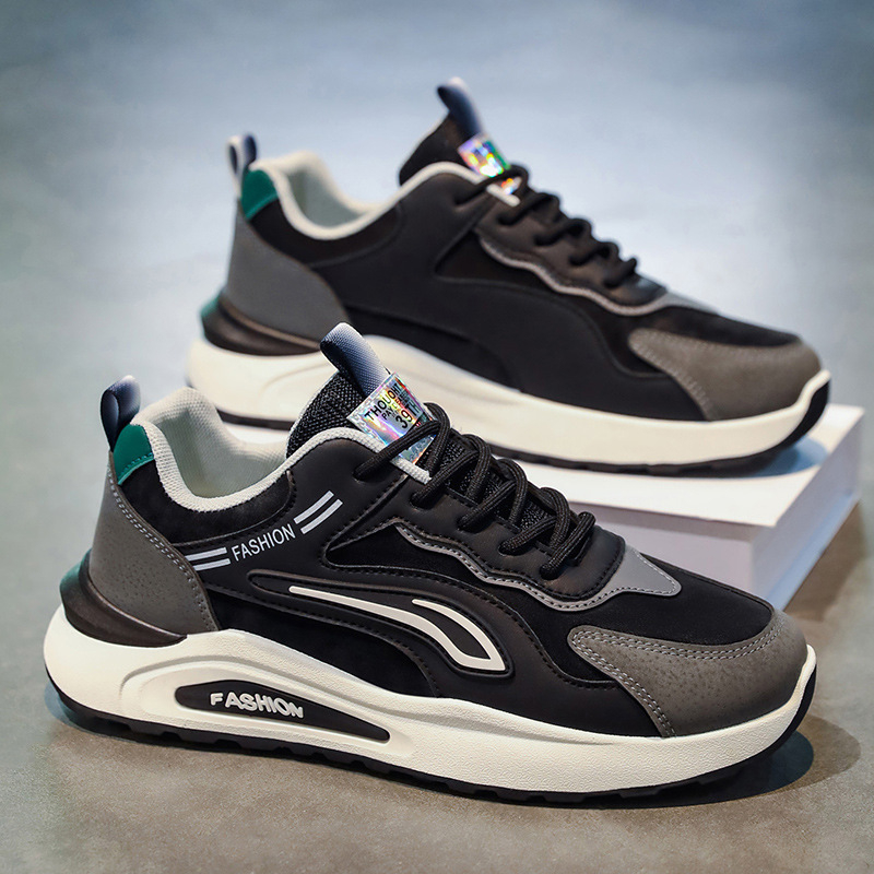 Pantofi bărbătești dad shoes – respiranți, anti-derapare, durabili; partea superioară din piele artificială, căptușeală din plasă, talpă PVC, talpă turnată prin injecție, închidere cu șireturi