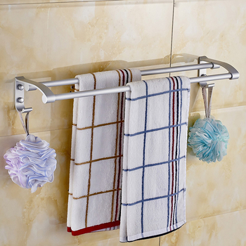 Bară de prosoape din aluminiu Space, cu două brațe, finisaj mat anodizat, capacitate de încărcare 10 kg