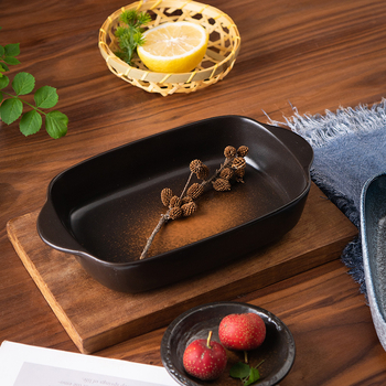 Farfurie de copt din ceramică, formă neregulată, stil japonez, suprafață glazurată, potrivită pentru cuptor, necompatibilă cu microundele