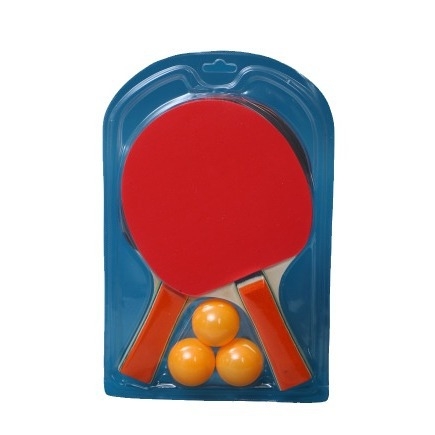 Rachetă pentru tenis de masă pentru copii, set de 2 bucăți cu 3 mingi, bază din poplar, gumă cu burete, lovire orizontală