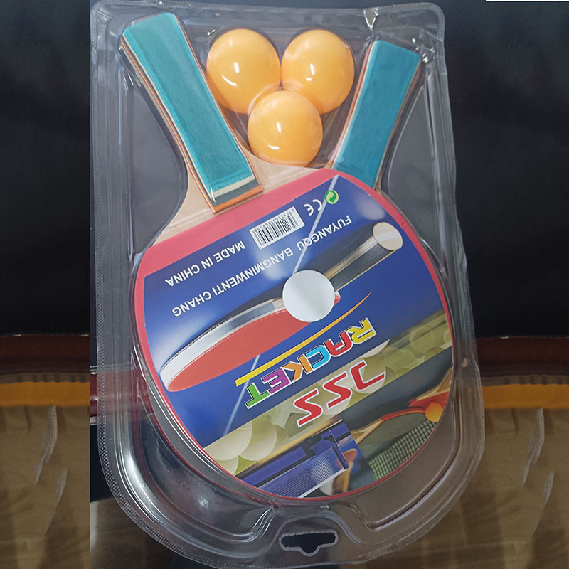 Rachetă pentru tenis de masă pentru copii, set de 2 bucăți cu 3 mingi, bază din poplar, gumă cu burete, lovire orizontală