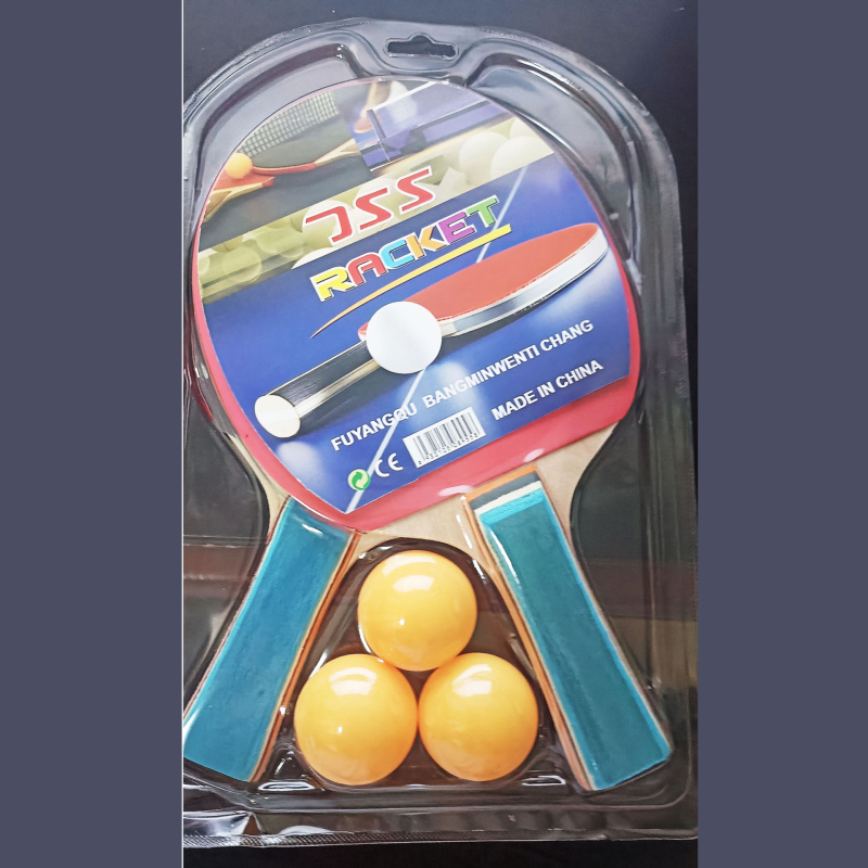 Rachetă pentru tenis de masă pentru copii, set de 2 bucăți cu 3 mingi, bază din poplar, gumă cu burete, lovire orizontală