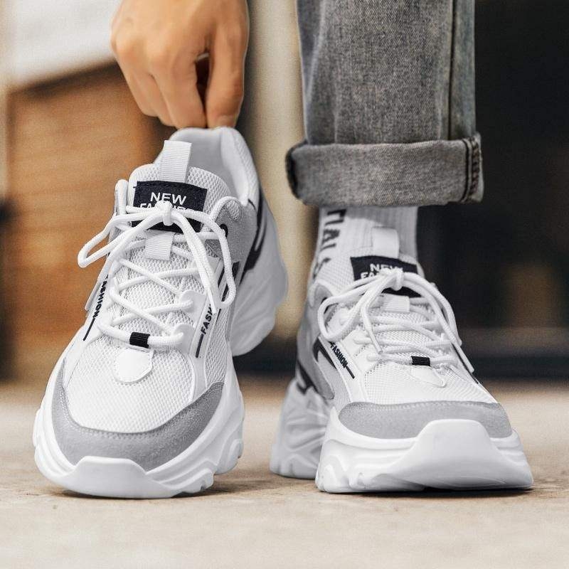 Pantofi sport unisex - respiranti, casual, partea superioară din piele sintetică, căptușire din plasă, talpă din cauciuc, înălțime medie, închidere cu șiret