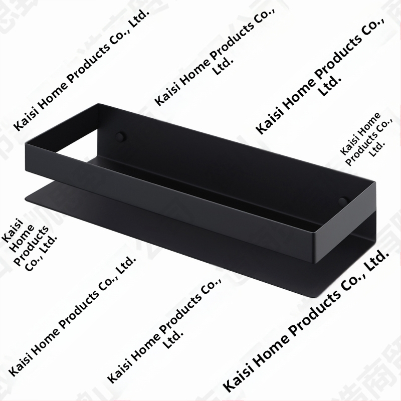 Čierny nerezový stojan na kúpeľňu a kuchyňu, moderný minimalistický policový systém, model BSC205, 1 polica