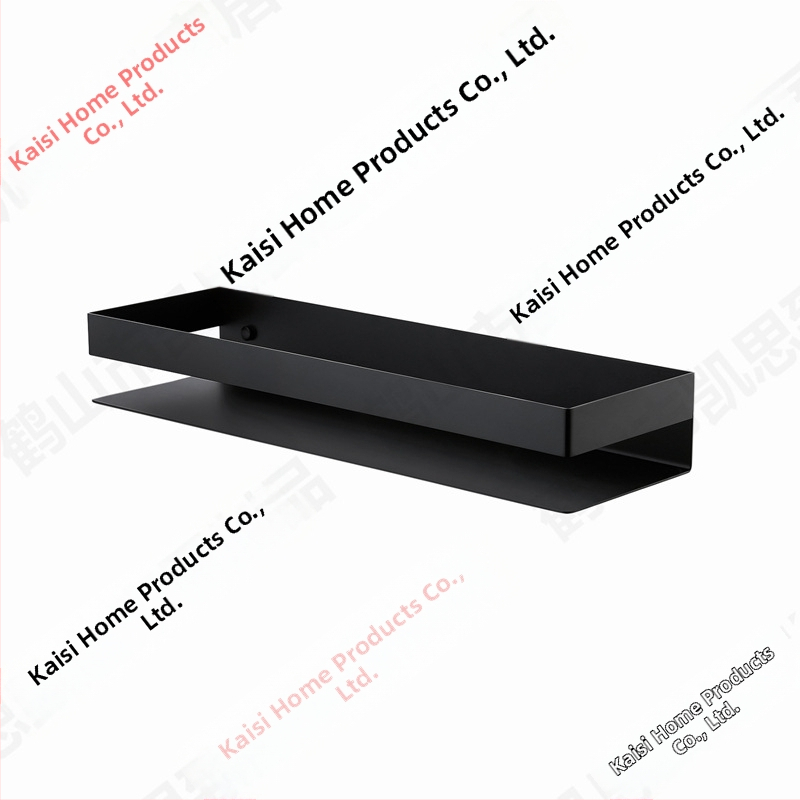 Čierny nerezový stojan na kúpeľňu a kuchyňu, moderný minimalistický policový systém, model BSC205, 1 polica