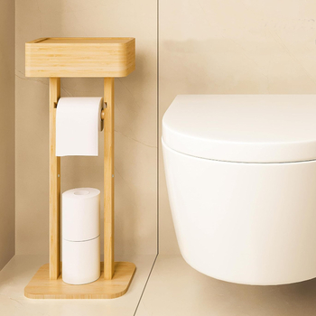Kupaonski stalak za papir toaletni i četku za WC, dvoslojni, lakirana površina, kineski stil