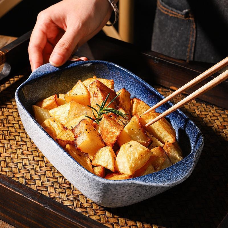 Keramička zdjela za pečenje sira i riže, japanski stil, porculan, kompatibilna s mikrovalnom pećnicom, nepravilnog oblika, više uzoraka