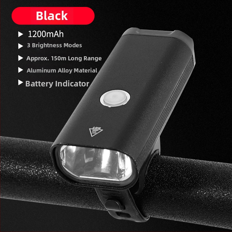 Prednja svjetiljka za bicikl od aluminijske legure s USB punjenjem, XPG LED visoke svjetline, 1200 mAh, montaža trakama, za outdoor avanturu, off-road i gradska vožnja
