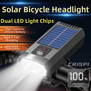 Svjetlo za bicikl s solarnim napajanjem, digitalnim zaslonom, vodootporno, višenamjensko za planinske i cestovne bicikle
