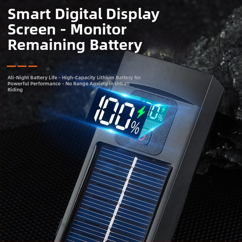 Svjetlo za bicikl s solarnim napajanjem, digitalnim zaslonom, vodootporno, višenamjensko za planinske i cestovne bicikle