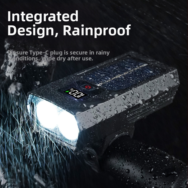 Svjetlo za bicikl s solarnim napajanjem, digitalnim zaslonom, vodootporno, višenamjensko za planinske i cestovne bicikle