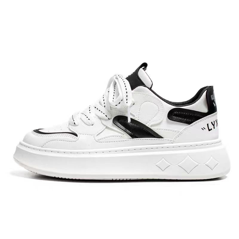 Pantofi bărbați cu talpă groasă pentru creșterea înălțimii - sneakers casual cu șireturi, vârf Rotund, PU partea superioară, PVC talpă, EVA branț