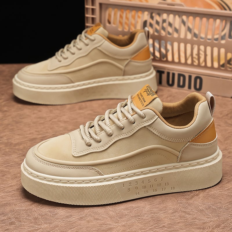 Pantofi Board pentru bărbați – vârf rotund, partea superioară PU, talpă din cauciuc, închidere cu șiret, toc mic