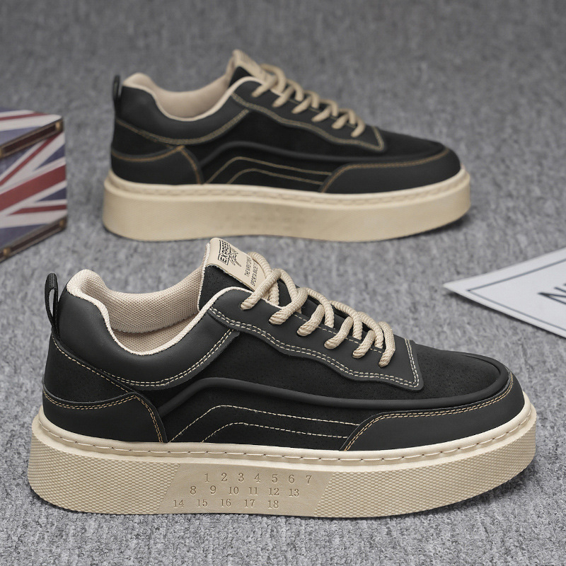 Pantofi Board pentru bărbați – vârf rotund, partea superioară PU, talpă din cauciuc, închidere cu șiret, toc mic