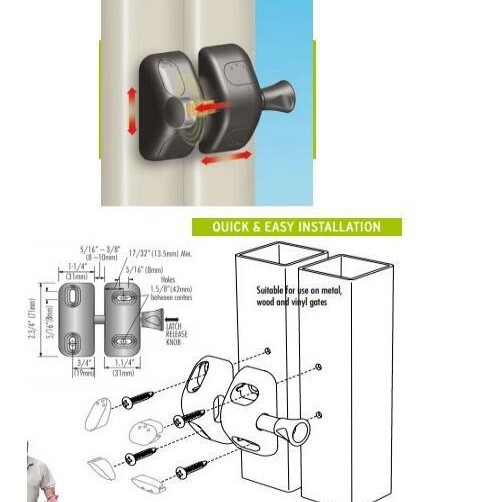 BH-CJ Nylon mágneses boltzár kapukhoz, kerítésekhez és kutyakerítésekhez — típus Butterfly latch, felület műanyag permetezés, stílus Modern egyszerűség