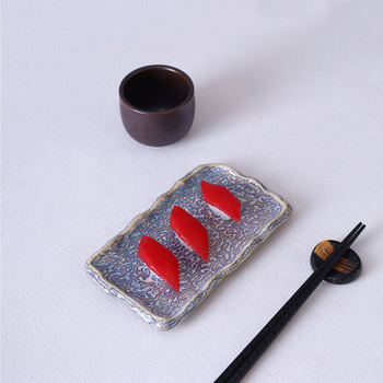 Glazúrozott kerámia lapos tál, japán stílus, téglalap alakú, mikrohullámú sütőhöz alkalmas