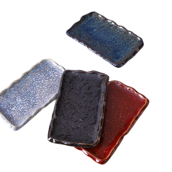 Glazúrozott kerámia lapos tál, japán stílus, téglalap alakú, mikrohullámú sütőhöz alkalmas