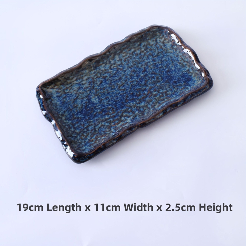 Glazúrozott kerámia lapos tál, japán stílus, téglalap alakú, mikrohullámú sütőhöz alkalmas