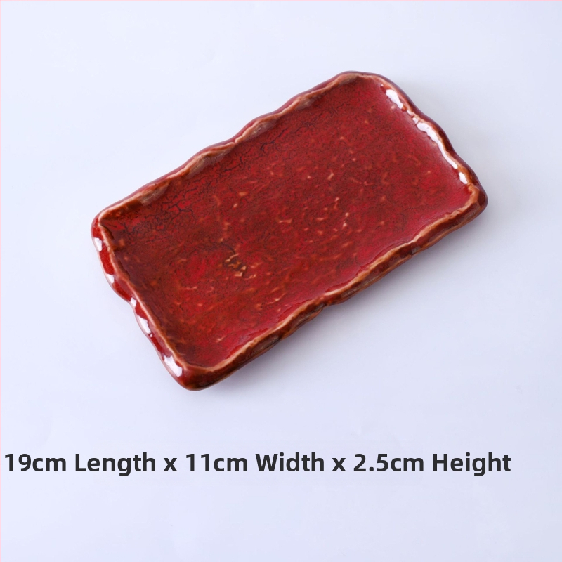 Glazúrozott kerámia lapos tál, japán stílus, téglalap alakú, mikrohullámú sütőhöz alkalmas