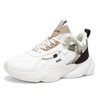 Fiatal férfiak téli sportcipői – Dad Shoes, felső rész szintetikus bőrből, PVC talp, cipőfűző, 3–5 cm vastag sarok, lélegző és meleg