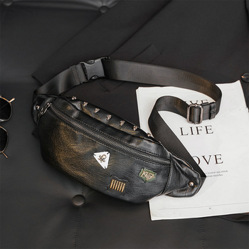 Férfi mellkas táska, utcai stílus, PU bőr, légáteresztő, betűs mintázat, keresztpánt