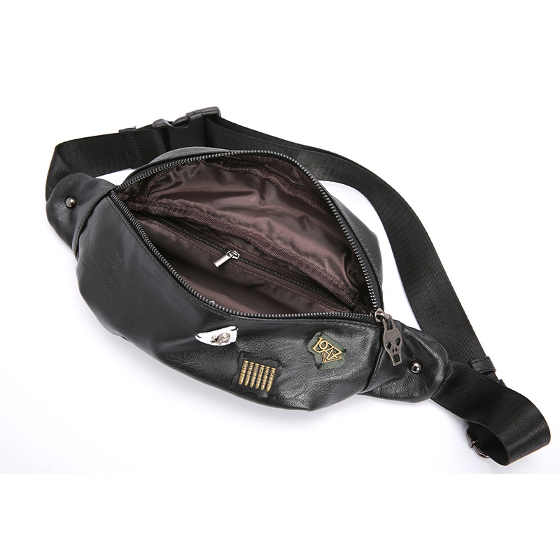 Férfi mellkas táska, utcai stílus, PU bőr, légáteresztő, betűs mintázat, keresztpánt