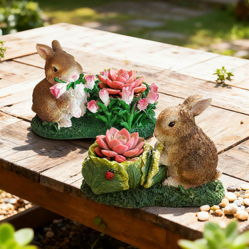 Декоративна фигура Заек, смола – карикатурен стил за сукуленти (Материал: Смола; Бранд: Funny and Cute; Категория: Ornament; Стил: Карикатура)