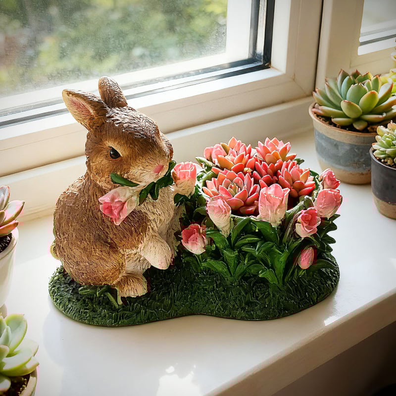 Декоративна фигура Заек, смола – карикатурен стил за сукуленти (Материал: Смола; Бранд: Funny and Cute; Категория: Ornament; Стил: Карикатура)