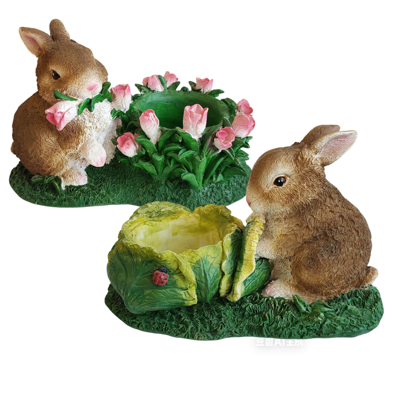 Декоративна фигура Заек, смола – карикатурен стил за сукуленти (Материал: Смола; Бранд: Funny and Cute; Категория: Ornament; Стил: Карикатура)