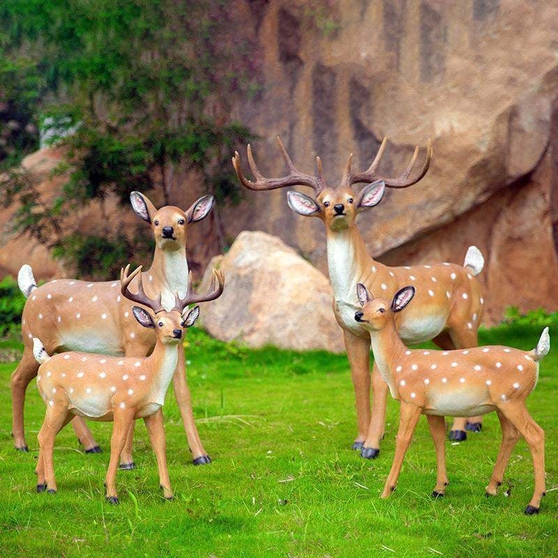 Sika szarvas kertészeti szobor, gyanta, kézzel készített, francia pásztor stílus, Huixiang márka