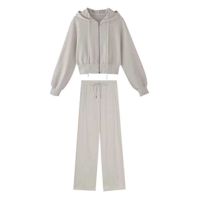 Dvodijelni casual set s geometrijskim uzorkom, poliester 80-90%, minimalistički japansko-korejski stil, dugi rukavi