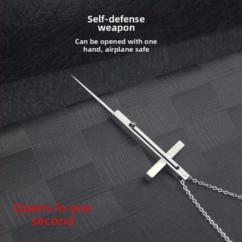 Колие с кръст за самозащита с телескопична клечка за зъби, игла за премахване на SIM карта и плодова клечка