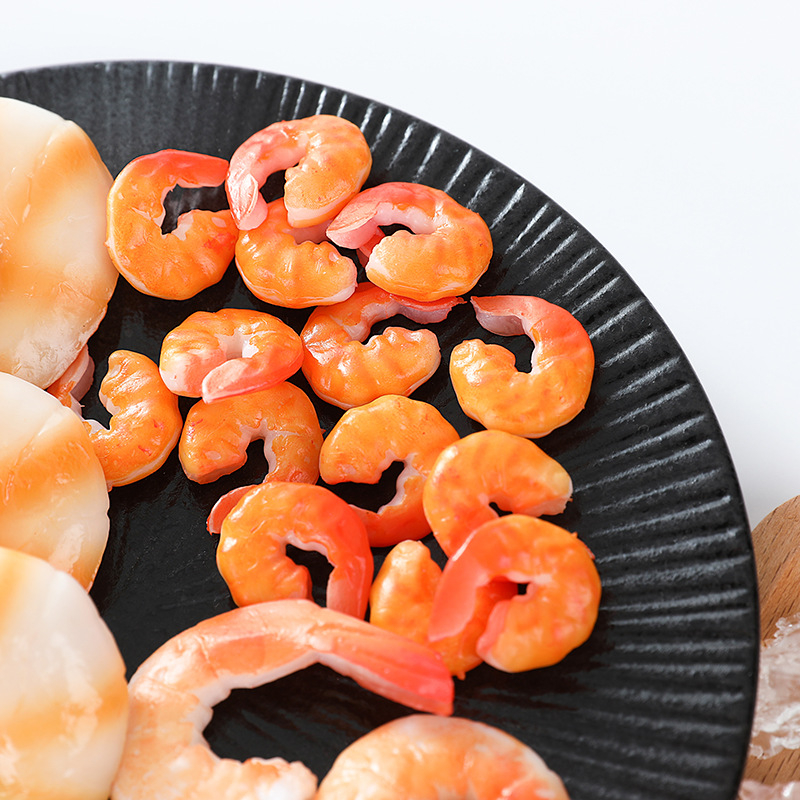 Ключодържател с форма на скарид, реалистичен PVC модел хранителна играчка, висулка за чанта, без сглобяване, 7–14 години