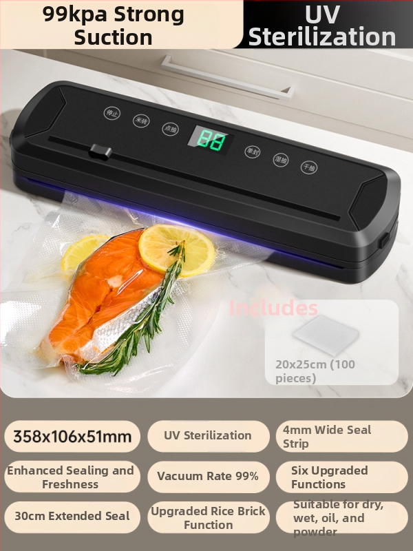 Luyao vákuový baliaci stroj pre potravinové vrecká — Luyao, domáce použitie, vákuové balenie pre čerstvosť