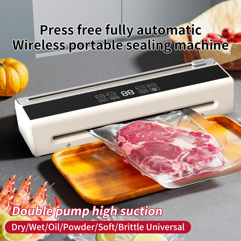 Bežično vakuumsko zatvarač s nožem za rezanje, automatski, kapacitet pakiranja 500 ml, 90W, litijska baterija, model SDW-01