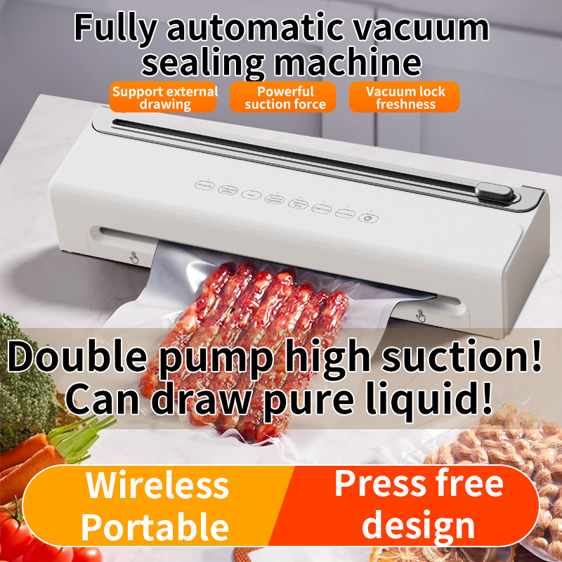 Bežično vakuumsko zatvarač s nožem za rezanje, automatski, kapacitet pakiranja 500 ml, 90W, litijska baterija, model SDW-01