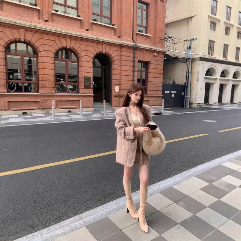 Téli kétrészes casual szett pamuttal bélelt felsővel, hosszú ujjú, poliészter/spandex anyag