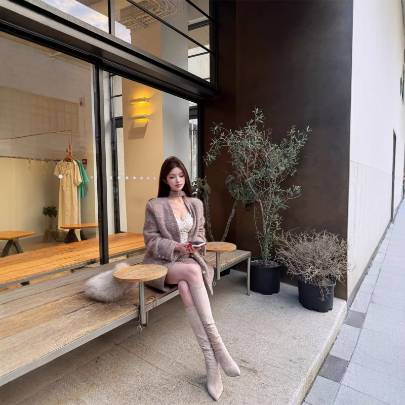 Téli kétrészes casual szett pamuttal bélelt felsővel, hosszú ujjú, poliészter/spandex anyag